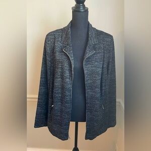 Avenue Grey White Zip Front Blazer Jacket Plus Size 18/20